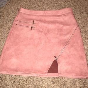 Pink Suede Skirt